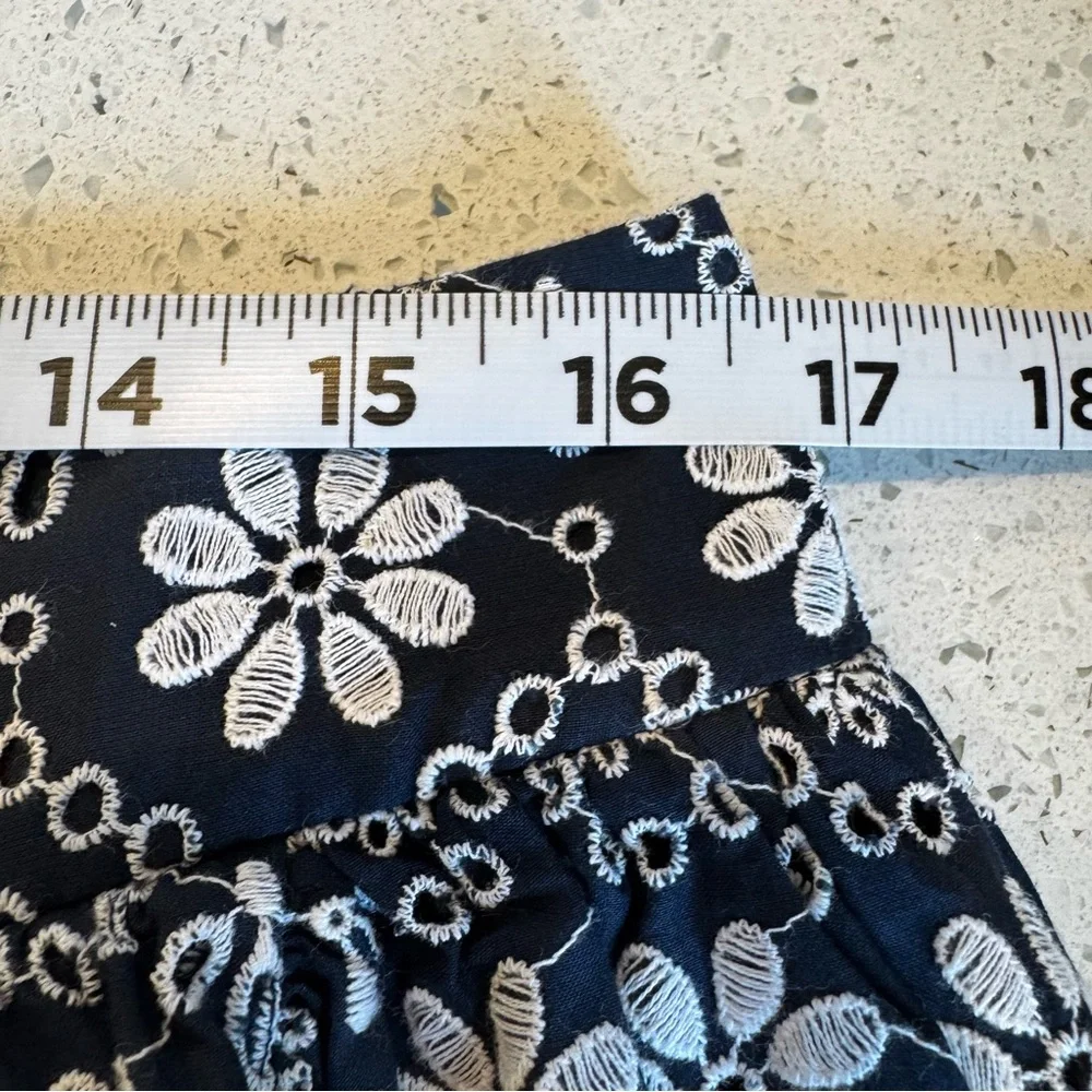 Kate Spade Shore Thing Eyelet Wrap Mini Skirt Navy White Size 14 Embroidered